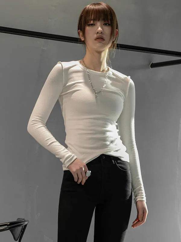 Simple Solid Color Round-Neck Long Sleeves T-Shirt