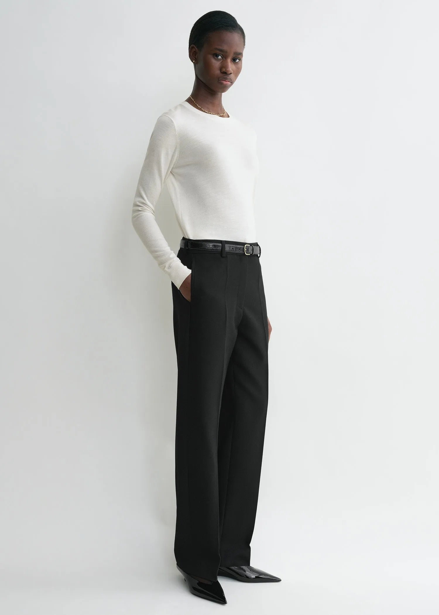 Straight tailored trousers black