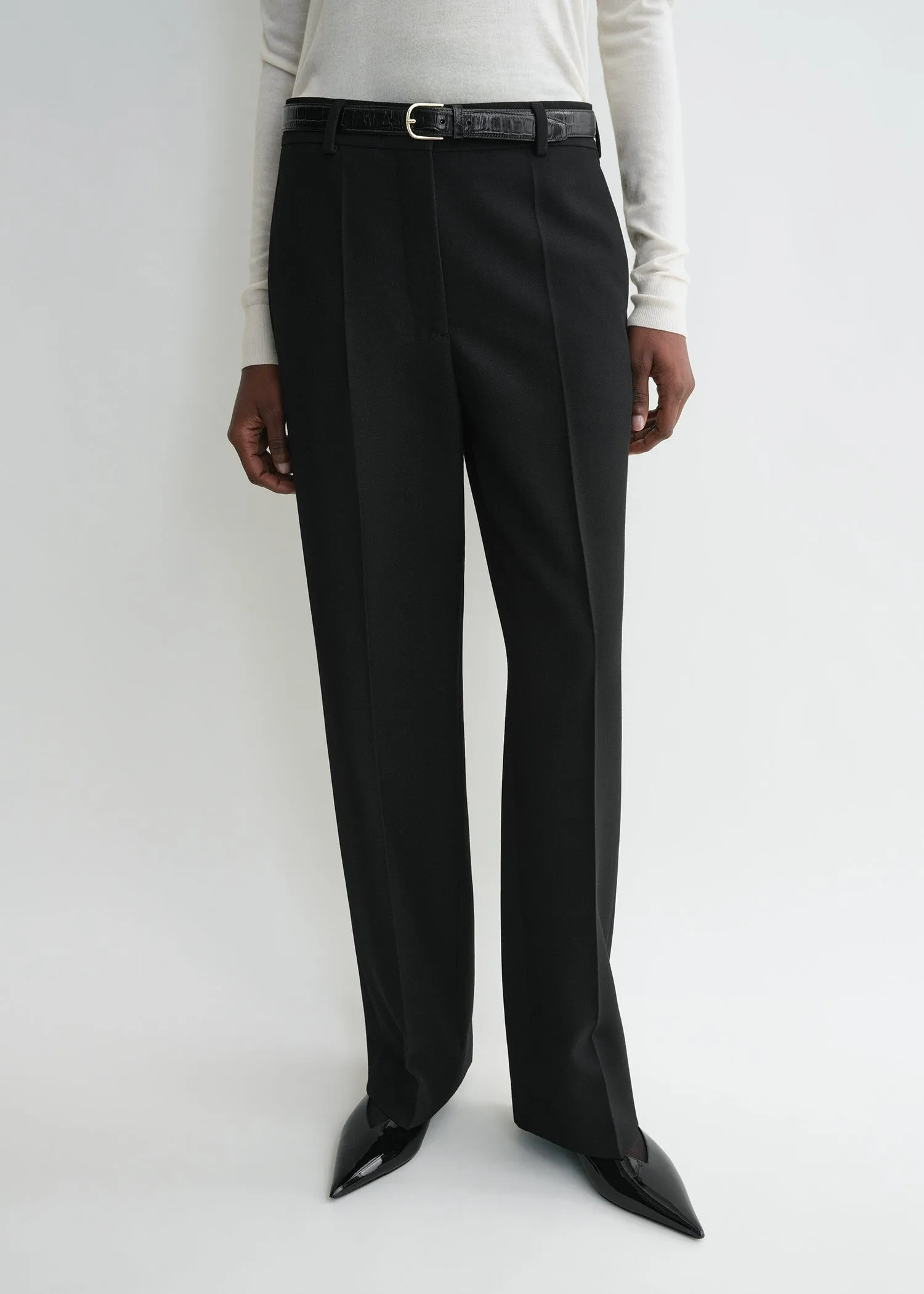 Straight tailored trousers black