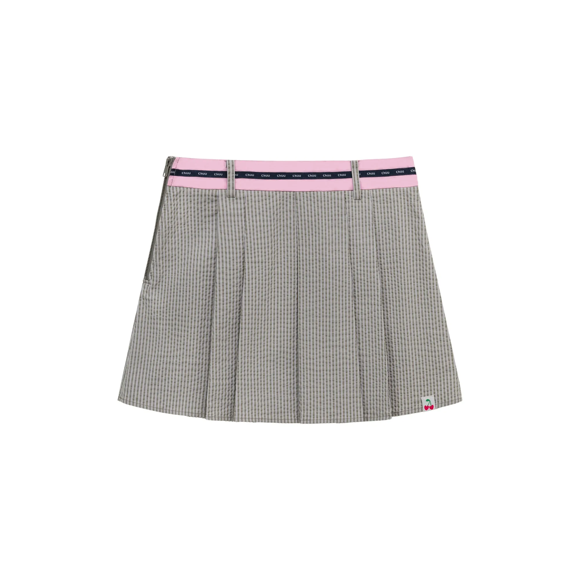 Striped Color Banded A-Line Pleated Skirt