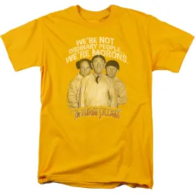 Three Stooges Morons Mens T Shirt Gold