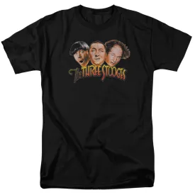 Three Stooges Three Head Logo Mens T Shirt Black