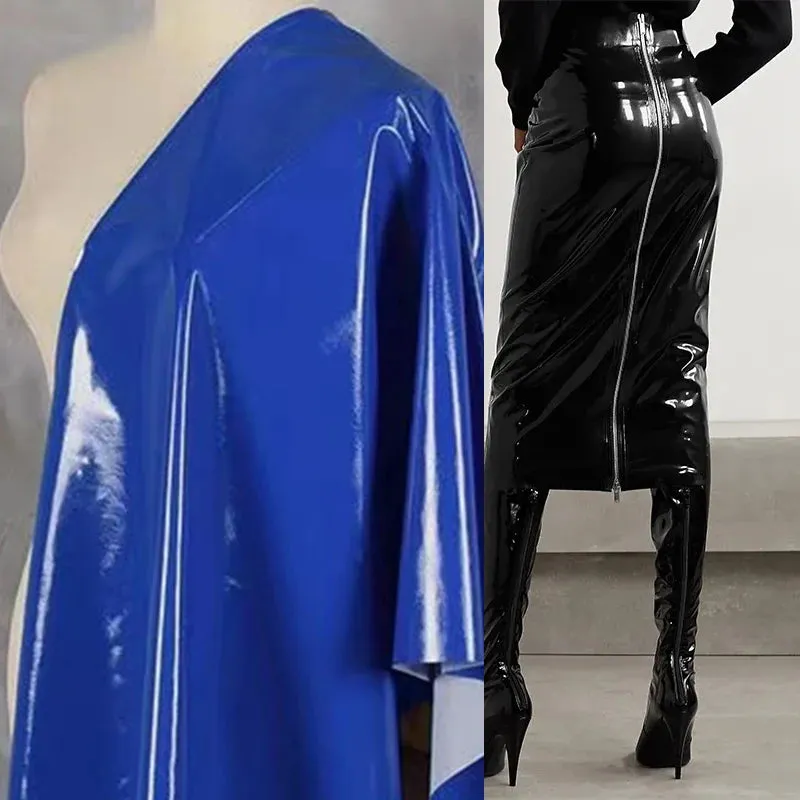 Uniwim Women Patent Leather Full Zip Shiny Skirts Sexy Latex 3XL 4XL Plus Size Slim Skirt Lady High Waist Knee Length Midi Skirt Custom