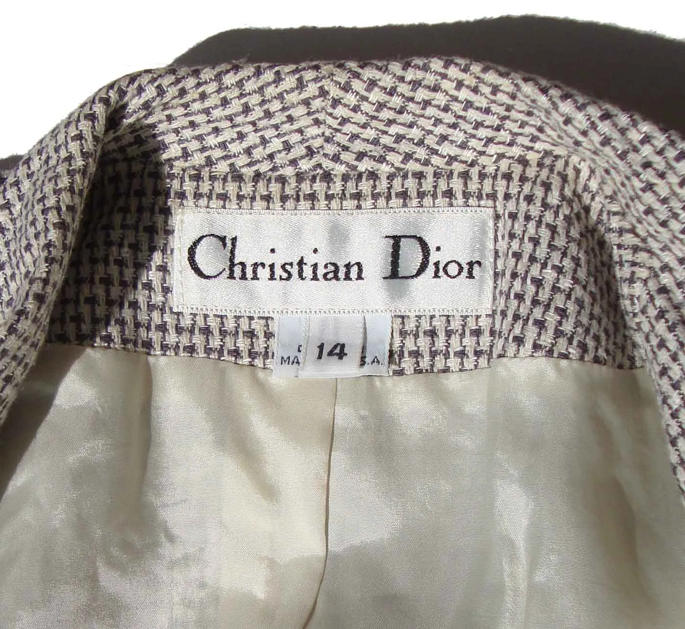 Vintage 90s Dior Skirt Suit Black & White Houndstooth Plaid M / L