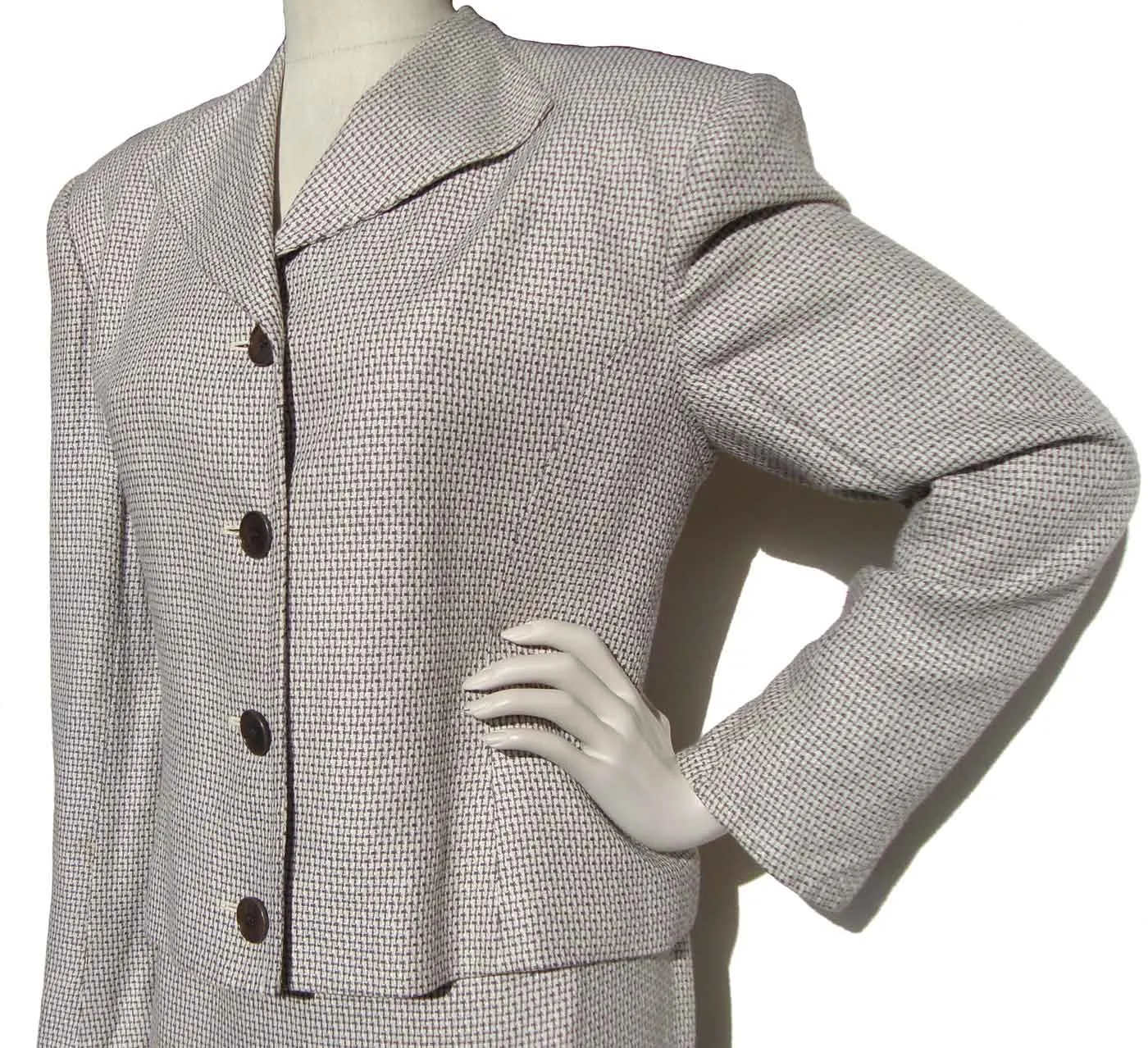 Vintage 90s Dior Skirt Suit Black & White Houndstooth Plaid M / L