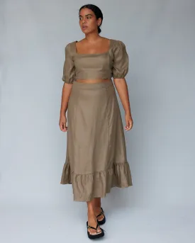 Violetta Linen Skirt - Khaki