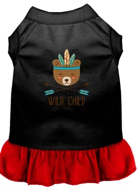 Wild Child Embroidered Dog Dress Black With Red Sm (10)