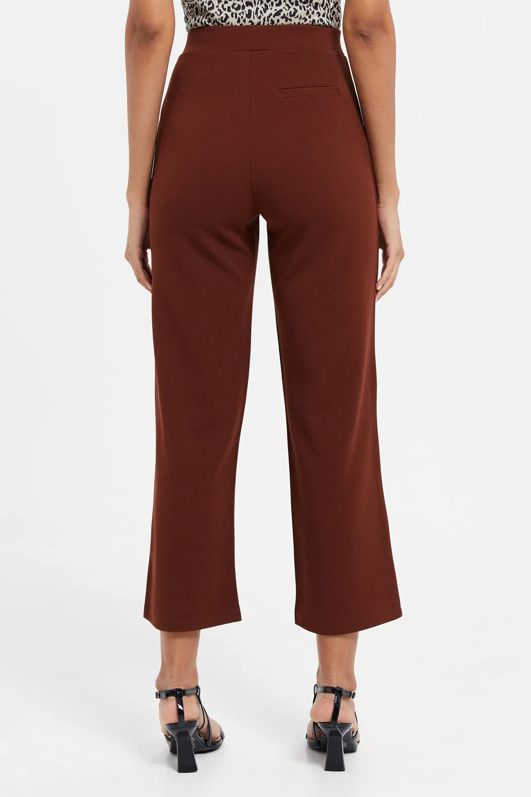 Women Brown Straight Trousers