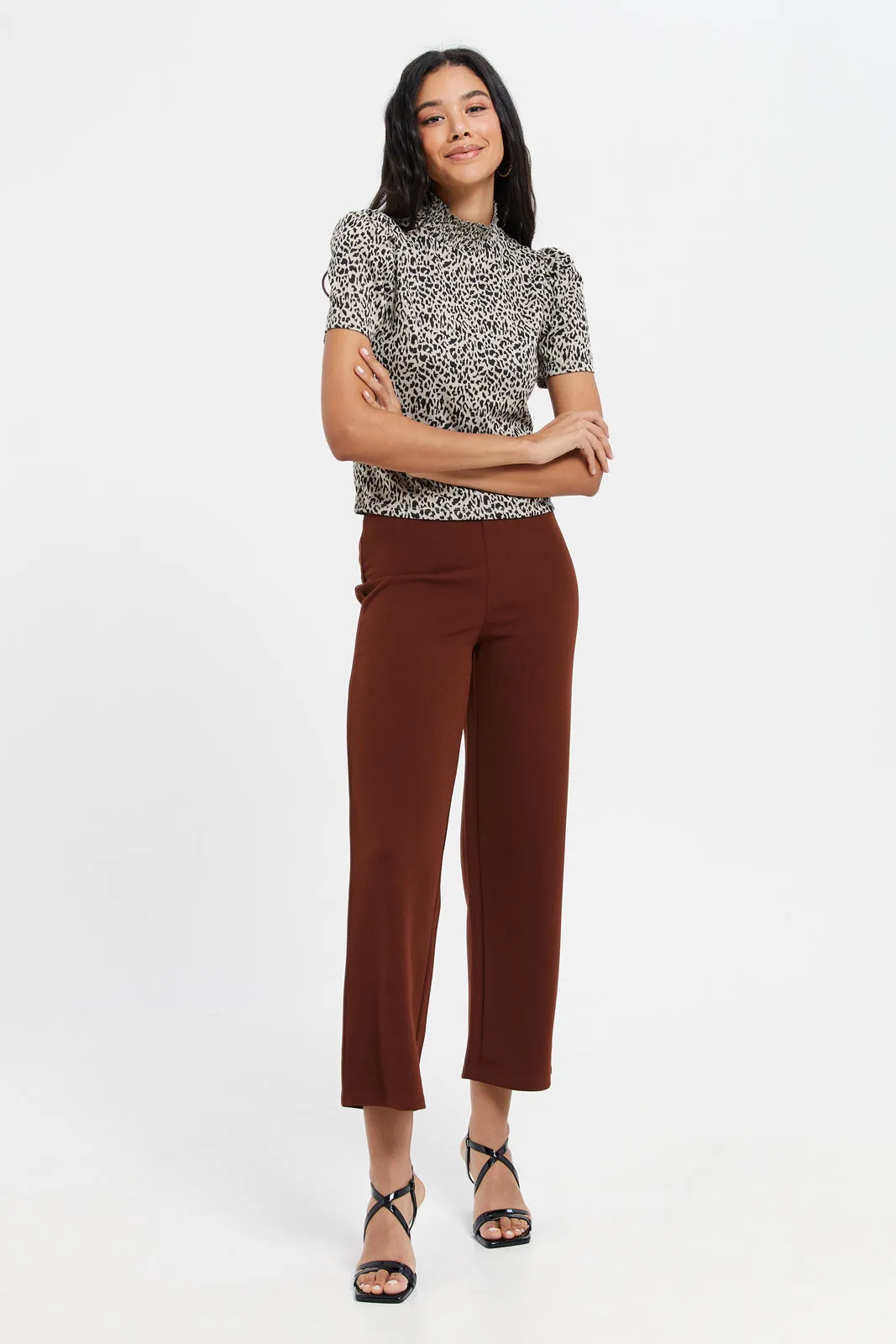 Women Brown Straight Trousers